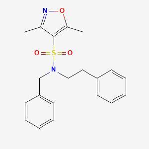 molecular formula C20H22N2O3S B1227937 3,5-dimethyl-N-(2-phenylethyl)-N-(phenylmethyl)-4-isoxazolesulfonamide 
