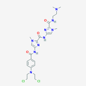 molecular formula C25H33Cl2N9O3 B122794 4-((4-(Bis(2-chloroethyl)amino)benzoyl)amino)-N-(2-(((2-(dimethylamino)ethyl)amino)carbonyl)-1-methyl-1H-imidazol-4-yl)-1-methyl-1H-imidazole-2-carboxamide CAS No. 147056-64-2