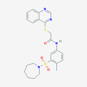 molecular formula C23H26N4O3S2 B1227956 N-[3-(1-azepanylsulfonyl)-4-methylphenyl]-2-(4-quinazolinylthio)acetamide 