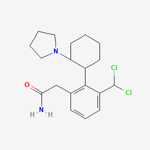 molecular formula C19H26Cl2N2O B12279588 trans-(+/-)-3,4-Dichloro-N-methyl-N-(2-[1-pyrrolidinyl]cyclohexyl)-benzeneacetamide methanesulfonate salt 