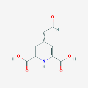 molecular formula C9H9NO5 B1227984 4-(2-oxoethylidene)-2,3-dihydro-1H-pyridine-2,6-dicarboxylic acid 