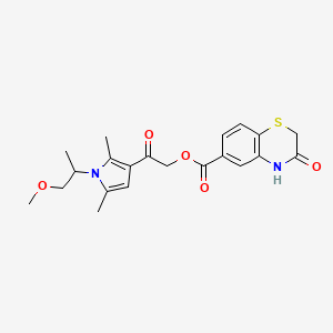 molecular formula C21H24N2O5S B1228010 3-oxo-4H-1,4-benzothiazine-6-carboxylic acid [2-[1-(1-methoxypropan-2-yl)-2,5-dimethyl-3-pyrrolyl]-2-oxoethyl] ester 