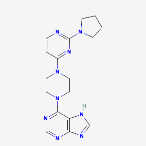 molecular formula C17H21N9 B12280110 6-{4-[2-(pyrrolidin-1-yl)pyrimidin-4-yl]piperazin-1-yl}-9H-purine 