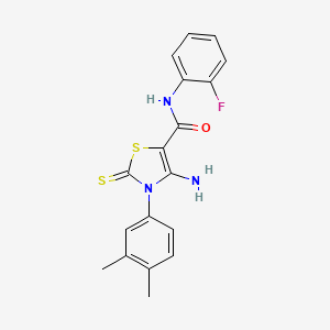 4-amino-3-(3,4-dimethylphenyl)-N-(2-fluorophenyl)-2-sulfanylidene-5-thiazolecarboxamide