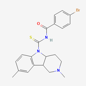 molecular formula C21H22BrN3OS B1228016 4-bromo-N-[(2,8-dimethyl-3,4,4a,9b-tetrahydro-1H-pyrido[4,3-b]indol-5-yl)-sulfanylidenemethyl]benzamide 