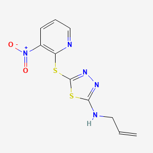 molecular formula C10H9N5O2S2 B1228027 5-[(3-nitro-2-pyridinyl)thio]-N-prop-2-enyl-1,3,4-thiadiazol-2-amine 