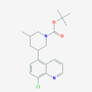 molecular formula C20H25ClN2O2 B12280491 tert-Butyl 3-(8-Chloro-5-quinolyl)-5-methylpiperidine-1-carboxylate 