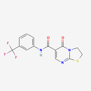 molecular formula C14H10F3N3O2S B1228081 2,3-Dihydro-5-oxo-N-(3-(trifluoromethyl)phenyl)-5H-thiazolo(3,2-a)pyrimidine-6-carboxamide CAS No. 93501-51-0