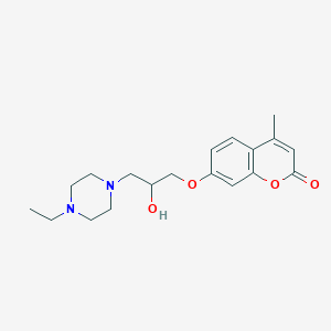 molecular formula C19H26N2O4 B1228090 7-[3-(4-Ethyl-1-piperazinyl)-2-hydroxypropoxy]-4-methyl-1-benzopyran-2-one 