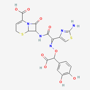 molecular formula C20H17N5O9S2 B1228104 5-Thia-1-azabicyclo[4.2.0]oct-2-ene-2-carboxylic acid, 7-[[(2Z)-2-(2-amino-4-thiazolyl)-2-[[(S)-carboxy(3,4-dihydroxyphenyl)methoxy]imino]acetyl]amino]-8-oxo-, (6R,7R)- 