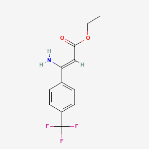molecular formula C12H12F3NO2 B12281128 3-Amino-3-[4-(trifluoromethyl)phenyl]-2-propenoic acid ethyl ester 