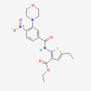 molecular formula C20H23N3O6S B1228120 5-Ethyl-2-[[[3-(4-morpholinyl)-4-nitrophenyl]-oxomethyl]amino]-3-thiophenecarboxylic acid ethyl ester 