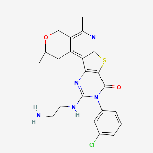 molecular formula C23H24ClN5O2S B1228150 10-(2-Amino-ethylamino)-9-(3-chloro-phenyl)-2,2,5-trimethyl-1,4-dihydro-2H,9H-3-oxa-7-thia-6,9,11-tria za-benzo[c]fluoren-8-one 