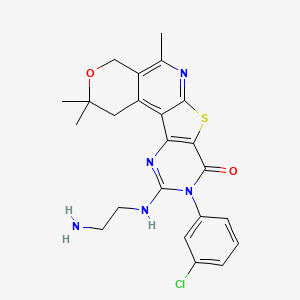 10-(2-Amino-ethylamino)-9-(3-chloro-phenyl)-2,2,5-trimethyl-1,4-dihydro-2H,9H-3-oxa-7-thia-6,9,11-tria za-benzo[c]fluoren-8-one
