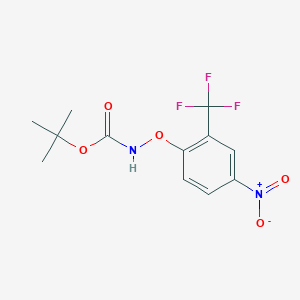 molecular formula C12H13F3N2O5 B12281658 Tert-butyl (4-nitro-2-(trifluoromethyl)phenoxy)carbamate 
