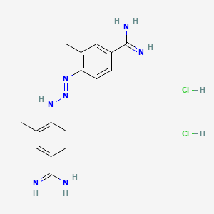 molecular formula C16H21Cl2N7 B1228180 4-[2-(4-Carbamimidoyl-2-methylphenyl)iminohydrazinyl]-3-methylbenzenecarboximidamide;dihydrochloride CAS No. 71304-73-9