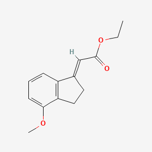 molecular formula C14H16O3 B12281856 ethyl 2-(4-methoxy-2,3-dihydro-1H-inden-1-ylidene)acetate 