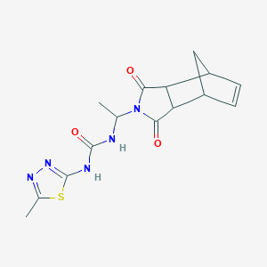 molecular formula C15H17N5O3S B1228202 N-[1-(1,3-dioxo-1,3,3a,4,7,7a-hexahydro-2H-4,7-methanoisoindol-2-yl)ethyl]-N'-(5-methyl-1,3,4-thiadiazol-2-yl)urea 