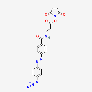 molecular formula C20H17N7O5 B1228215 2,5-Pyrrolidinedione, 1-(3-((4-((4-azidophenyl)azo)benzoyl)amino)-1-oxopropoxy)- CAS No. 72755-63-6