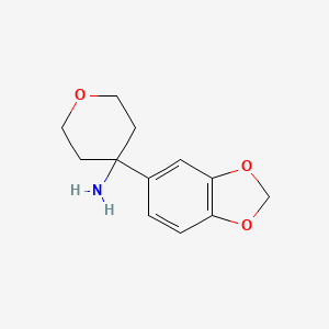 molecular formula C12H15NO3 B12282172 4-(1,3-Benzodioxol-5-yl)tetrahydropyran-4-amine CAS No. 1094218-38-8