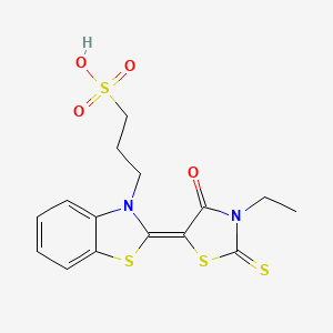 3-[(2Z)-2-(3-ethyl-4-oxo-2-thioxo-1,3-thiazolidin-5-ylidene)-1,3-benzothiazol-3(2H)-yl]propane-1-sulfonic acid