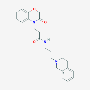 molecular formula C23H27N3O3 B1228237 N-[3-(3,4-dihydro-1H-isoquinolin-2-yl)propyl]-3-(3-oxo-1,4-benzoxazin-4-yl)propanamide 