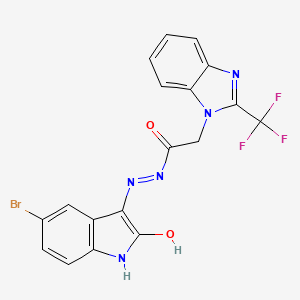 molecular formula C18H11BrF3N5O2 B1228244 N'-(5-bromo-2-oxo-3-indolyl)-2-[2-(trifluoromethyl)-1-benzimidazolyl]acetohydrazide 