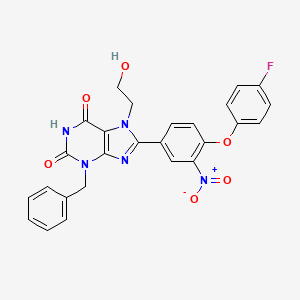 8-[4-(4-Fluorophenoxy)-3-nitrophenyl]-7-(2-hydroxyethyl)-3-(phenylmethyl)purine-2,6-dione