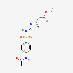 molecular formula C15H17N3O5S2 B1228276 2-[2-[(4-Acetamidophenyl)sulfonylamino]-4-thiazolyl]acetic acid ethyl ester 