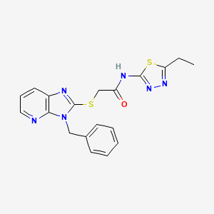 molecular formula C19H18N6OS2 B1228279 N-(5-ethyl-1,3,4-thiadiazol-2-yl)-2-[[3-(phenylmethyl)-2-imidazo[4,5-b]pyridinyl]thio]acetamide 