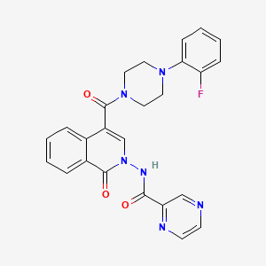 molecular formula C25H21FN6O3 B1228281 N-[4-[[4-(2-fluorophenyl)-1-piperazinyl]-oxomethyl]-1-oxo-2-isoquinolinyl]-2-pyrazinecarboxamide 