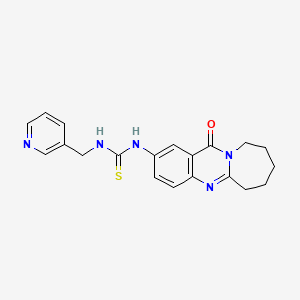 molecular formula C20H21N5OS B1228285 1-(12-oxo-7,8,9,10-tetrahydro-6H-azepino[2,1-b]quinazolin-2-yl)-3-(3-pyridinylmethyl)thiourea 