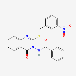 molecular formula C22H16N4O4S B1228290 N-[2-[(3-nitrophenyl)methylthio]-4-oxo-3-quinazolinyl]benzamide 