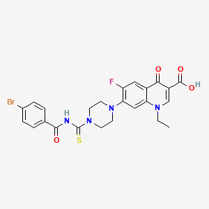 molecular formula C24H22BrFN4O4S B1228292 7-[4-[[[(4-Bromophenyl)-oxomethyl]amino]-sulfanylidenemethyl]-1-piperazinyl]-1-ethyl-6-fluoro-4-oxo-3-quinolinecarboxylic acid 