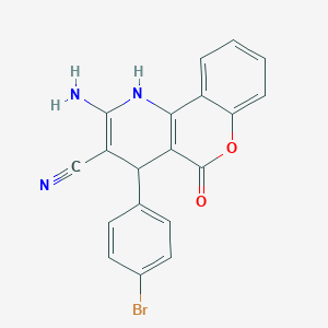 molecular formula C19H12BrN3O2 B1228298 2-Amino-4-(4-bromophenyl)-5-oxo-1,4-dihydro[1]benzopyrano[4,3-b]pyridine-3-carbonitrile 
