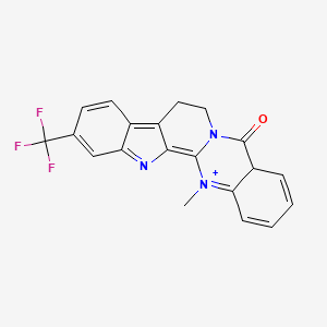 molecular formula C20H15F3N3O+ B12283158 21-Methyl-6-(trifluoromethyl)-3,13-diaza-21-azoniapentacyclo[11.8.0.02,10.04,9.015,20]henicosa-1,3,5,7,9,16,18,20-octaen-14-one 