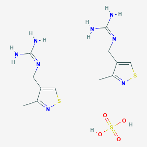 molecular formula C12H22N8O4S3 B1228317 N-(3-Methyl-iosothiazolyl-4)methyl-guanidine hemi-sulfate CAS No. 40064-56-0