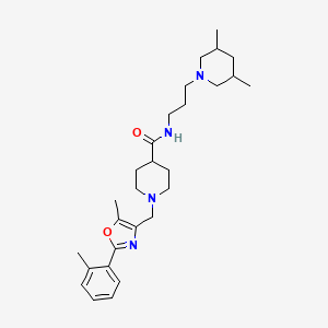 molecular formula C28H42N4O2 B1228336 N-[3-(3,5-dimethyl-1-piperidinyl)propyl]-1-[[5-methyl-2-(2-methylphenyl)-4-oxazolyl]methyl]-4-piperidinecarboxamide 