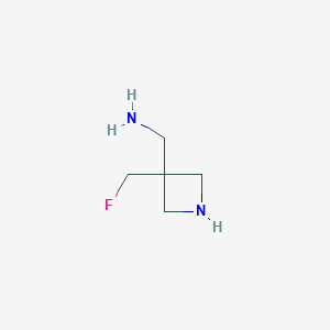 molecular formula C5H11FN2 B12283388 1-[3-(Fluoromethyl)azetidin-3-yl]methanamine 