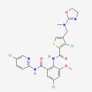 3-Chloro-N-[4-chloro-2-[[(5-chloro-2-pyridinyl)amino]carbonyl]-6-methoxyphenyl]-4-[[(4,5-dihydro-2-oxazolyl)methylamino]methyl]-2-thiophenecarboxamide