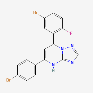 molecular formula C17H11Br2FN4 B1228341 7-(5-Bromo-2-fluorophenyl)-5-(4-bromophenyl)-1,7-dihydro-[1,2,4]triazolo[1,5-a]pyrimidine 