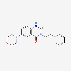 molecular formula C20H21N3O2S B1228348 6-(morpholin-4-yl)-3-(2-phenylethyl)-2-sulfanylidene-1,2,3,4-tetrahydroquinazolin-4-one 