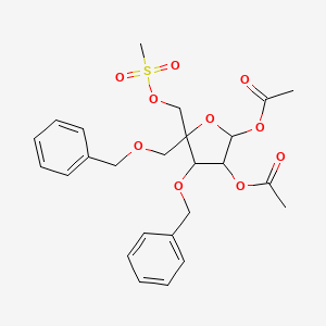 molecular formula C25H30O10S B12283579 4-C-[(Phenylmethoxy)methyl]-3-O-(phenylmethyl)-L-lyxofuranose 1,2-diacetate 5-methanesulfonate 