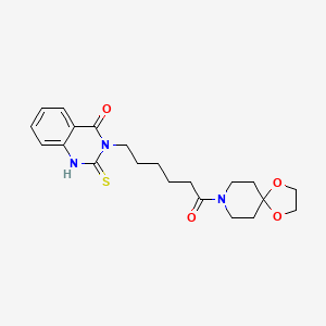 molecular formula C21H27N3O4S B1228368 3-[6-(1,4-dioxa-8-azaspiro[4.5]decan-8-yl)-6-oxohexyl]-2-sulfanylidene-1H-quinazolin-4-one 