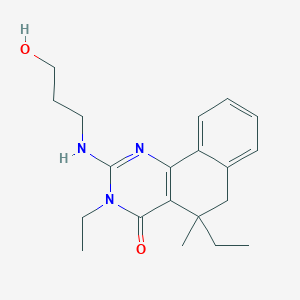molecular formula C20H27N3O2 B1228372 3,5-diethyl-2-(3-hydroxypropylamino)-5-methyl-6H-benzo[h]quinazolin-4-one 