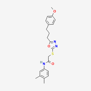 molecular formula C22H25N3O3S B1228377 N-(3,4-dimethylphenyl)-2-[[5-[3-(4-methoxyphenyl)propyl]-1,3,4-oxadiazol-2-yl]thio]acetamide 