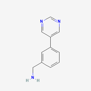 molecular formula C11H11N3 B12283792 3-Pyrimidin-5-yl-benzylamine 