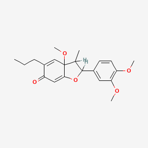 B1228380 2-(3,4-Dimethoxyphenyl)-3a-methoxy-3-methyl-5-propyl-2,3-dihydro-1-benzofuran-6-one CAS No. 57625-35-1
