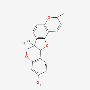 molecular formula C20H18O5 B1228399 3,3-Dimethyl-3H,7H-pyrano[2',3':6,7][1]benzofuro[3,2-c][1]benzopyran-6b,10(12bH)-diol 