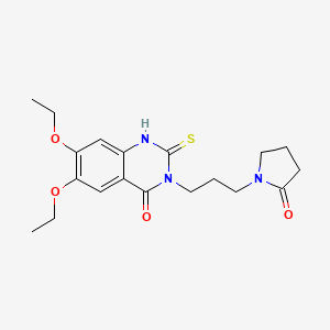 6,7-diethoxy-3-[3-(2-oxo-1-pyrrolidinyl)propyl]-2-sulfanylidene-1H-quinazolin-4-one